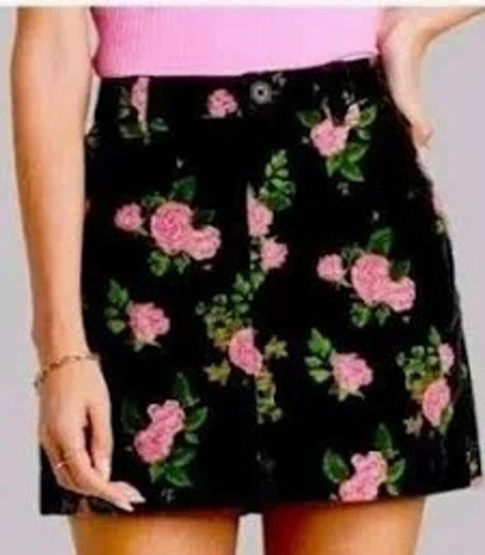 Wild Fable Womens Fairy Grunge Corduroy Skirt Mini Floral Rose Dark Romantic 4